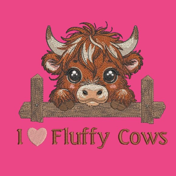 Highland Cow Sweatshirt I Love Fluffy Cows Embroidered Adult Unisex Crewneck - Picture 10 of 16